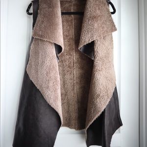 Faux fur and leather vest
